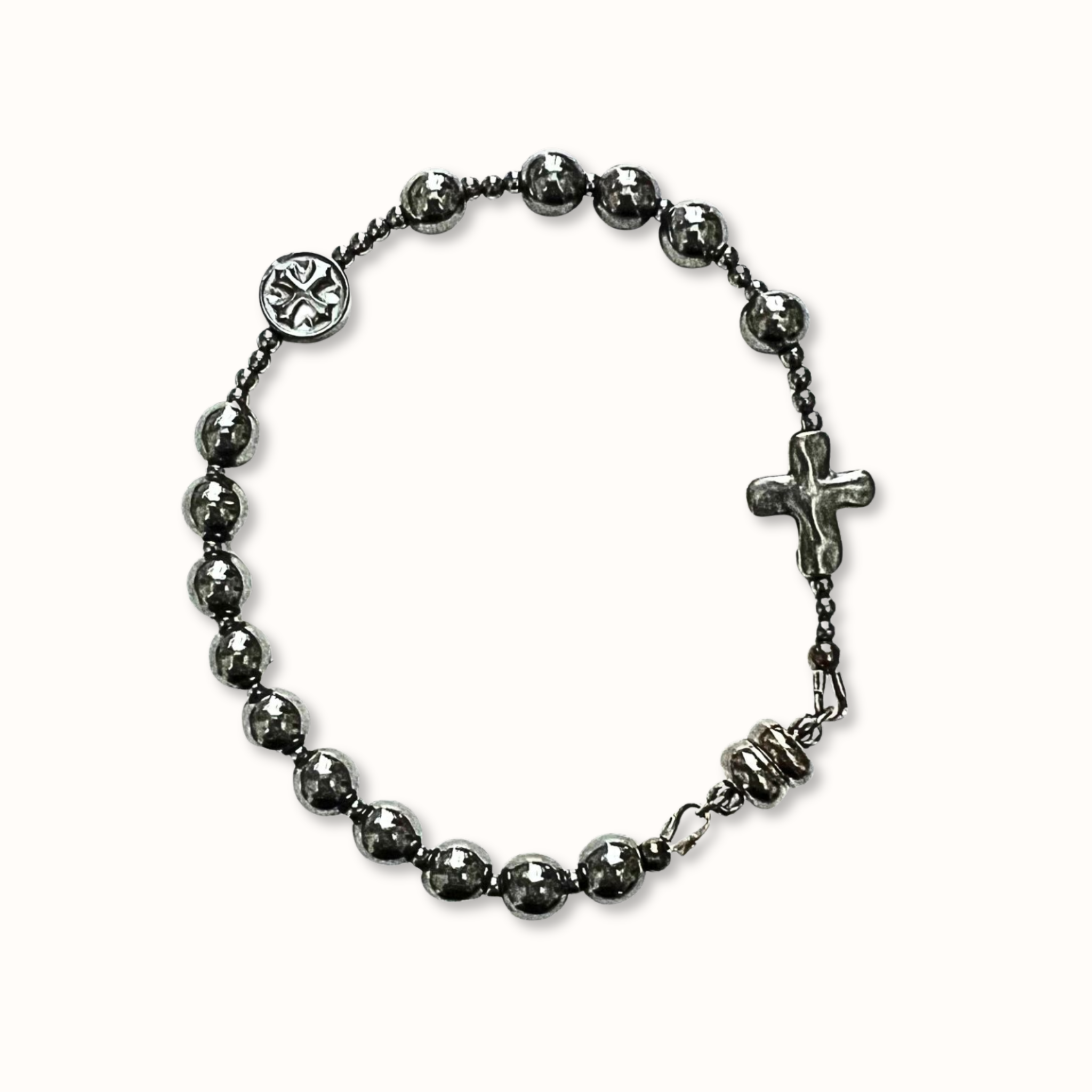Hematite Cross Bracelet