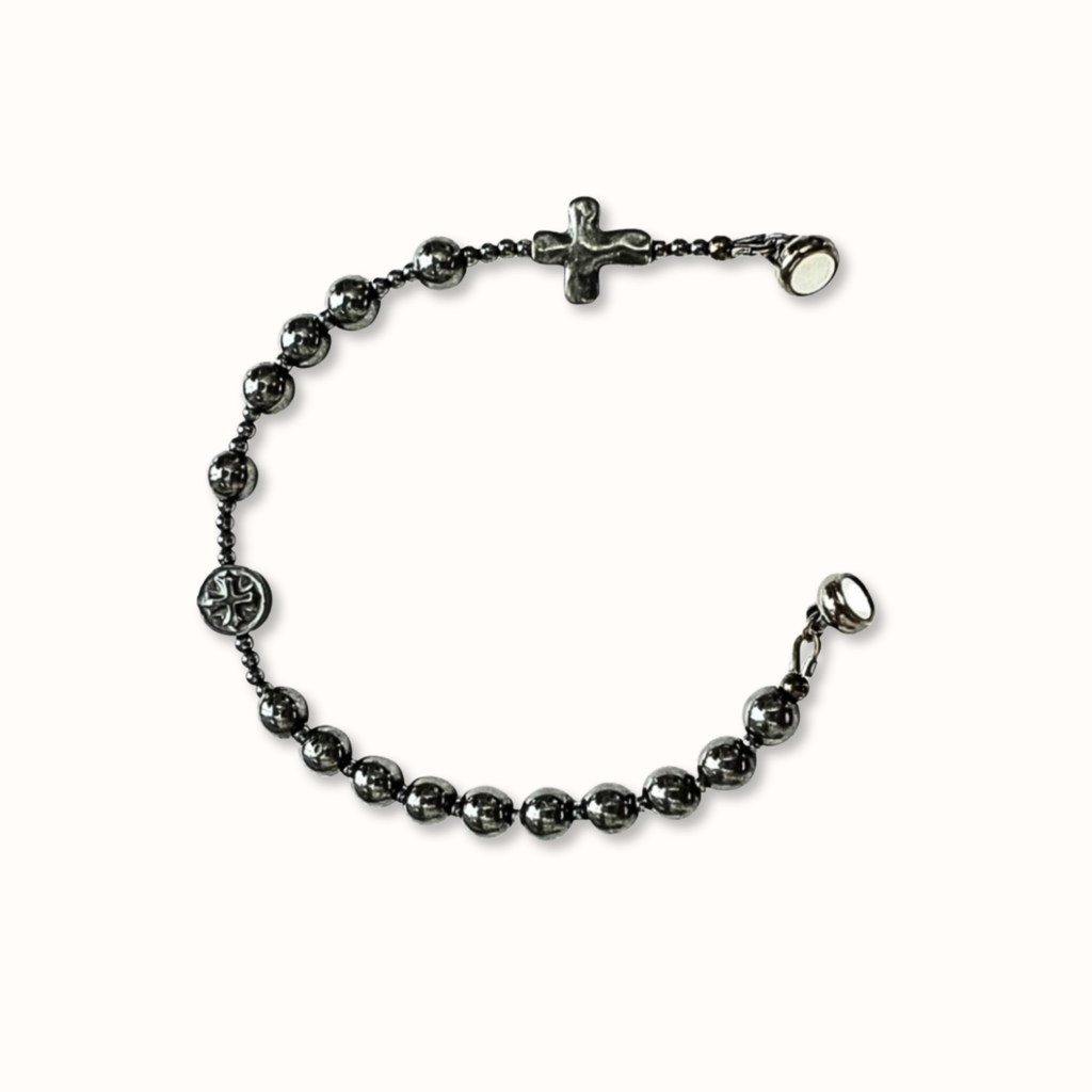 Hematite Cross Bracelet